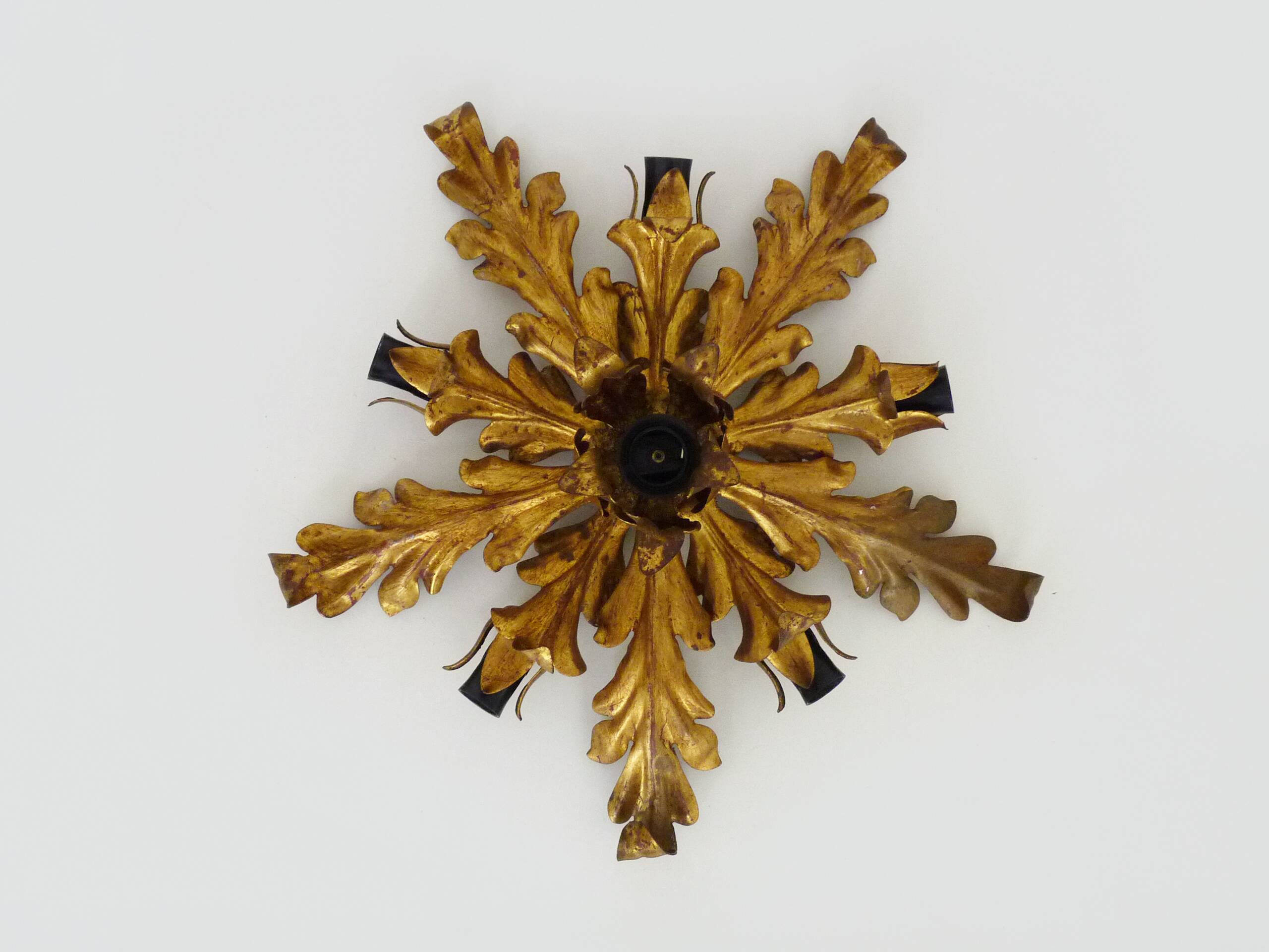 6-light golden leaf foliage ceiling light by Li Puma Firenze, Italy, 1960s