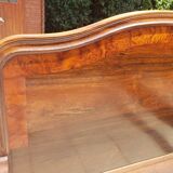Bed in solid walnut and very old walnut burl