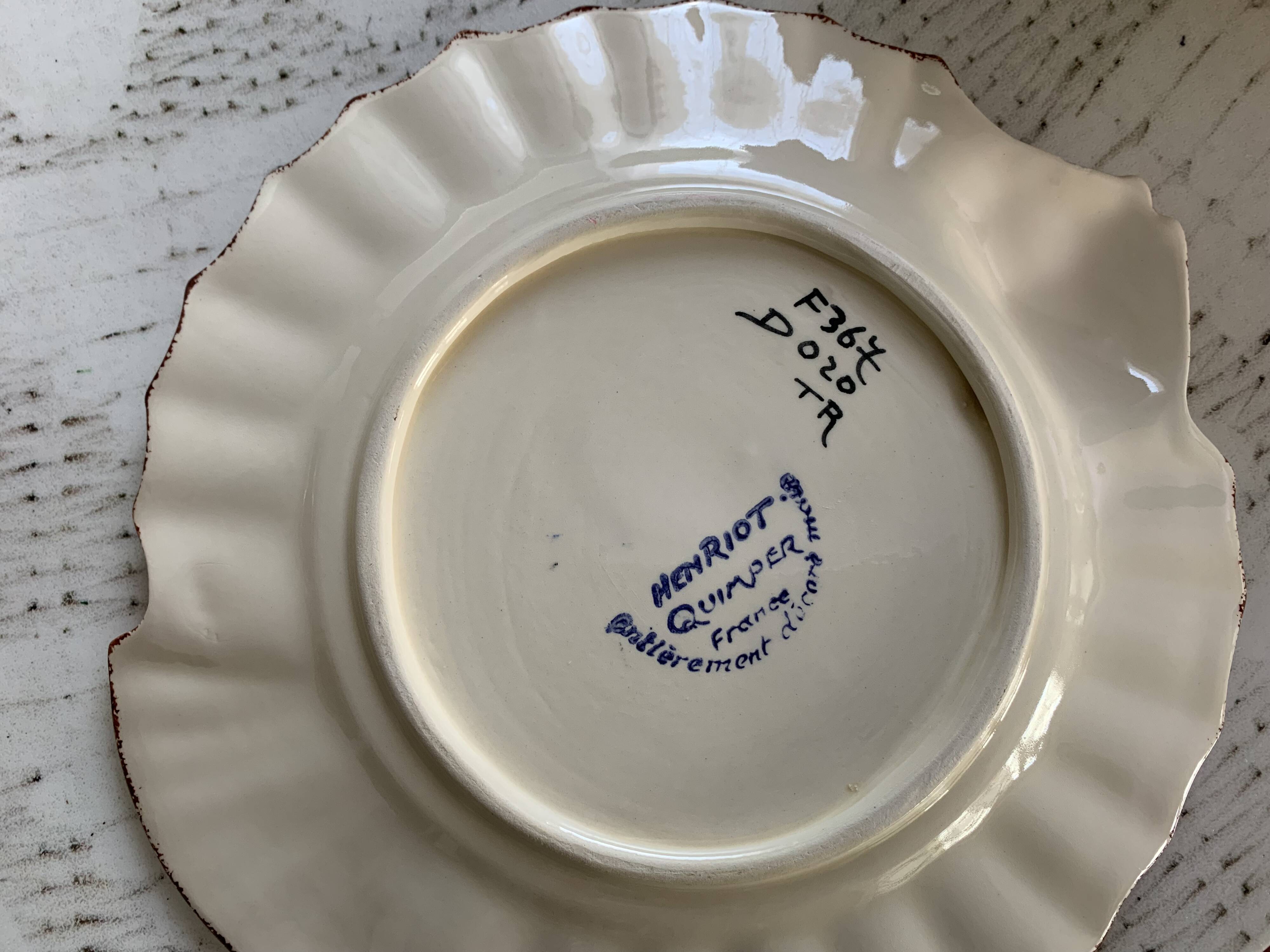 Henriot Quimper fish service: 12 plates, 1 dish and a sauce boat