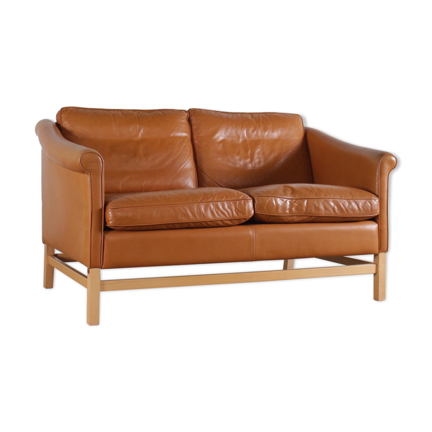 Danish cognac leather sofa