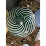 Contemporary Blue and Milky-White Sphere Pendant in Murano Glass