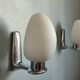 Pair of ouefs sconces in opaline and vintage chromed metal