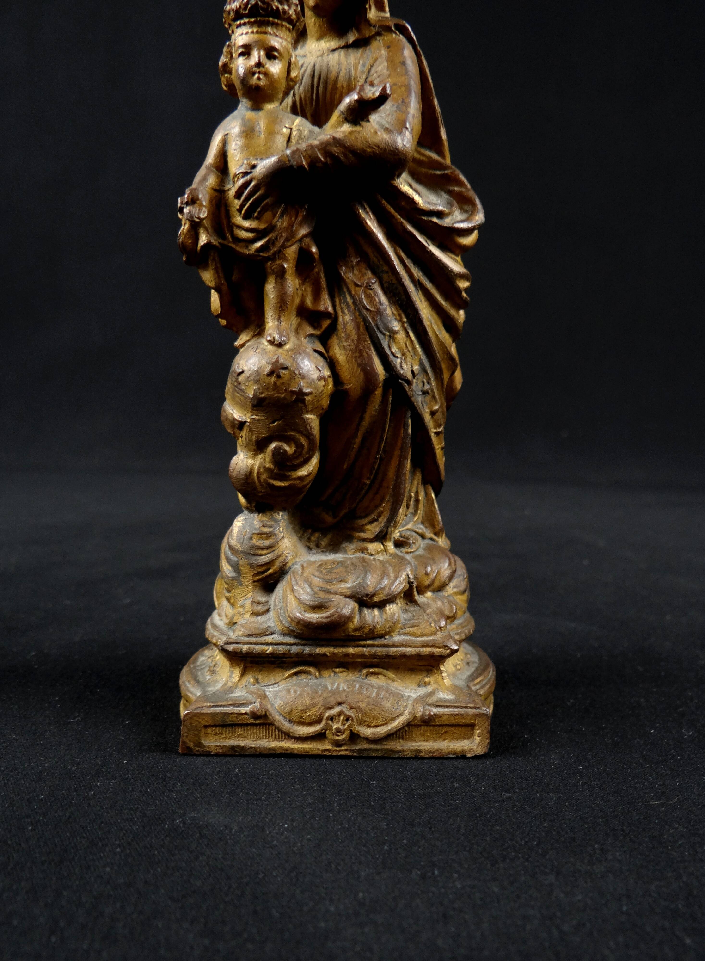 Statuette of the Virgin and Child Our Lady of Victories in 19th century spelter