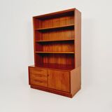 Scandinavian bookshelf with chest of cabinet teak veneer from the 60s by Strobeck  Danish design