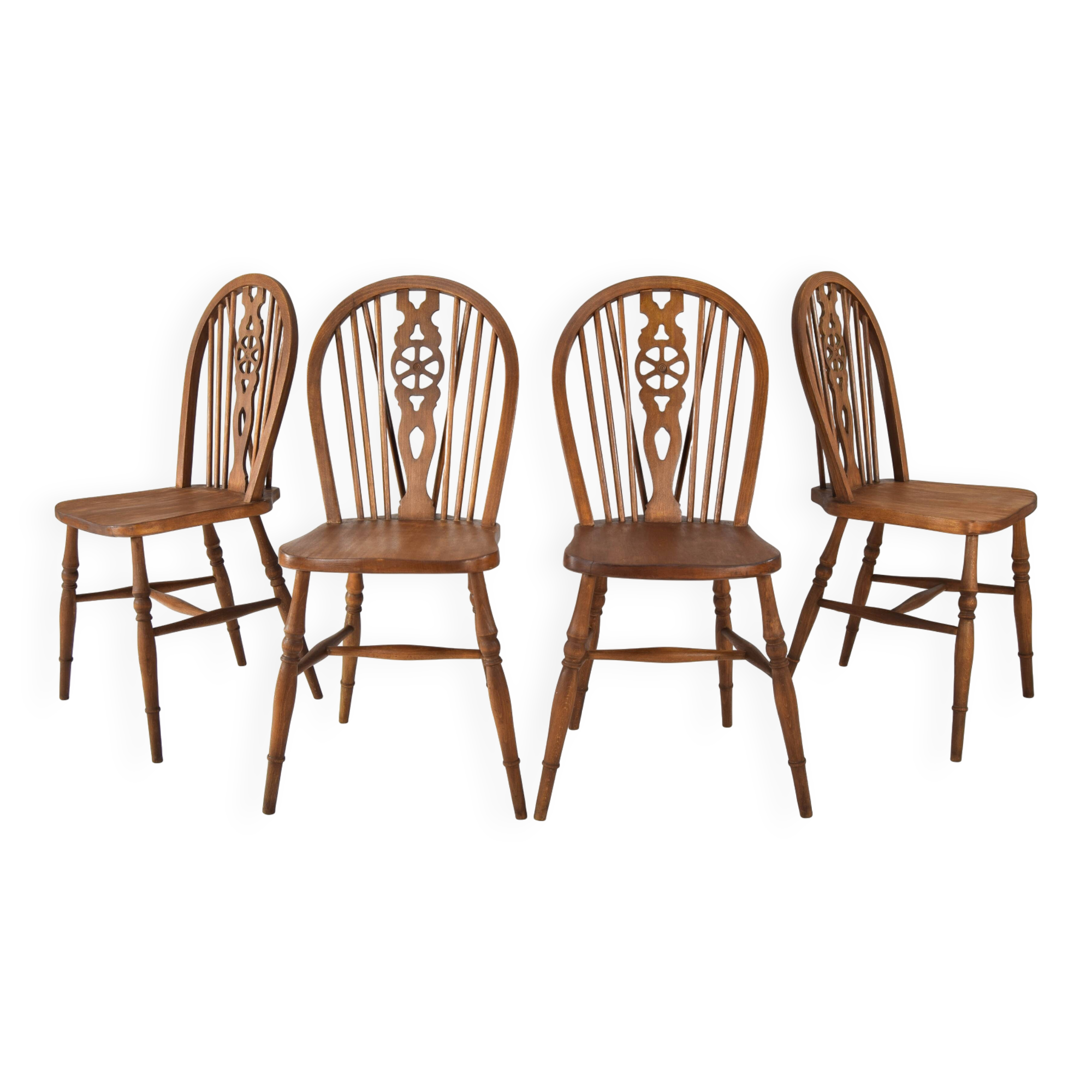 Windsor Antique Early 20th English Victorian Dining Room Chairs, Set of fou