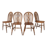 4 chaises Victoriennes anglaises Windsor, début du XXe siècle
