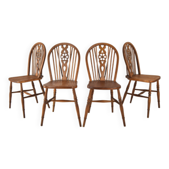 4 chaises Victoriennes anglaises Windsor, début du XXe siècle