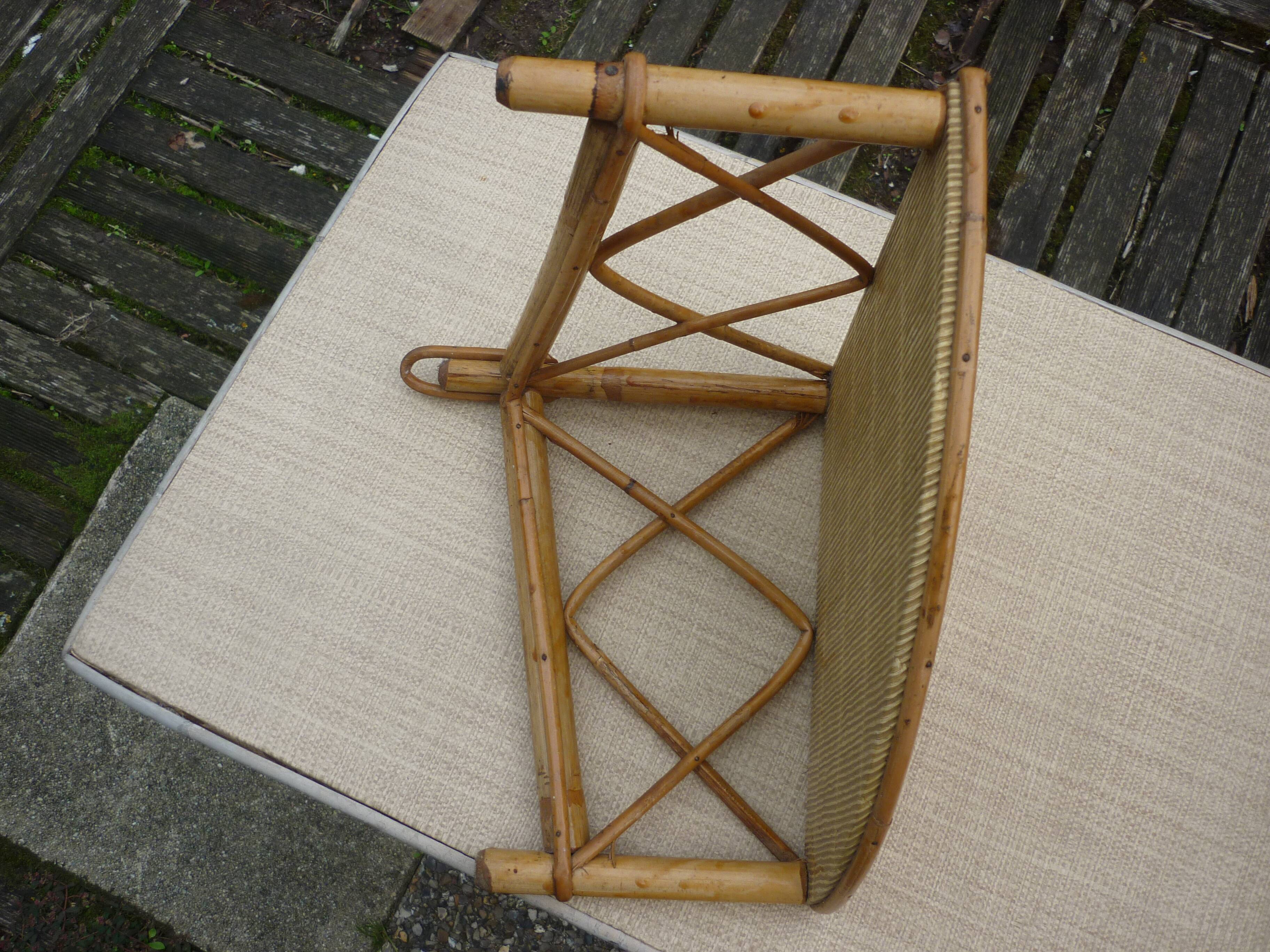 Wooden wall shelf in rattan bamboo