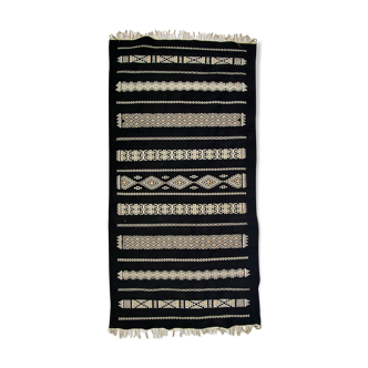 Oriental kilim in pure black wool 100cm X200cm