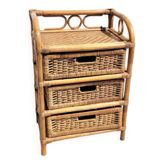 Rattan storage chest of drawers