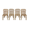 Lot of 4 chairs in rattan 1960