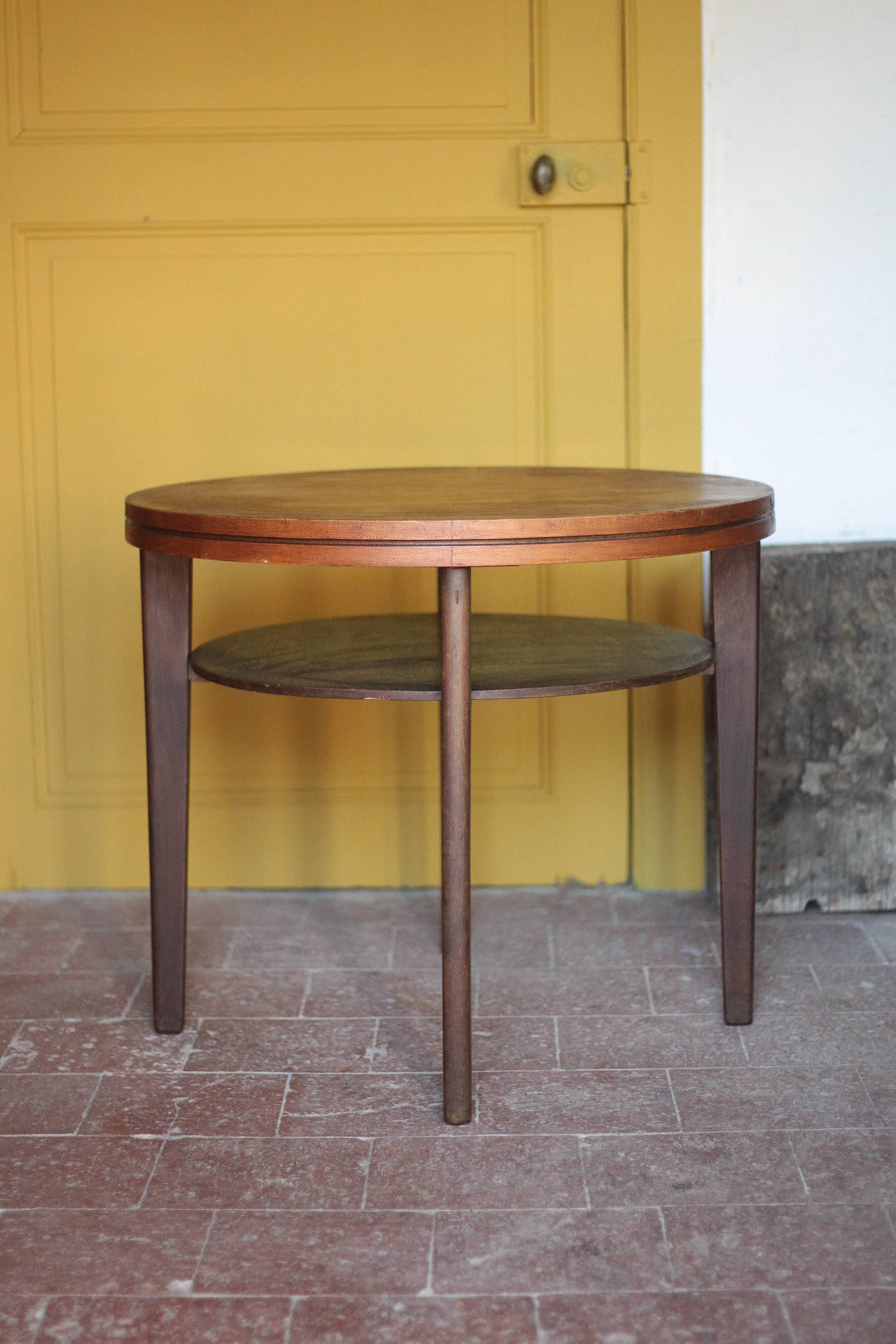 Vintage table, wooden table, two-tier table, living room table, side table.