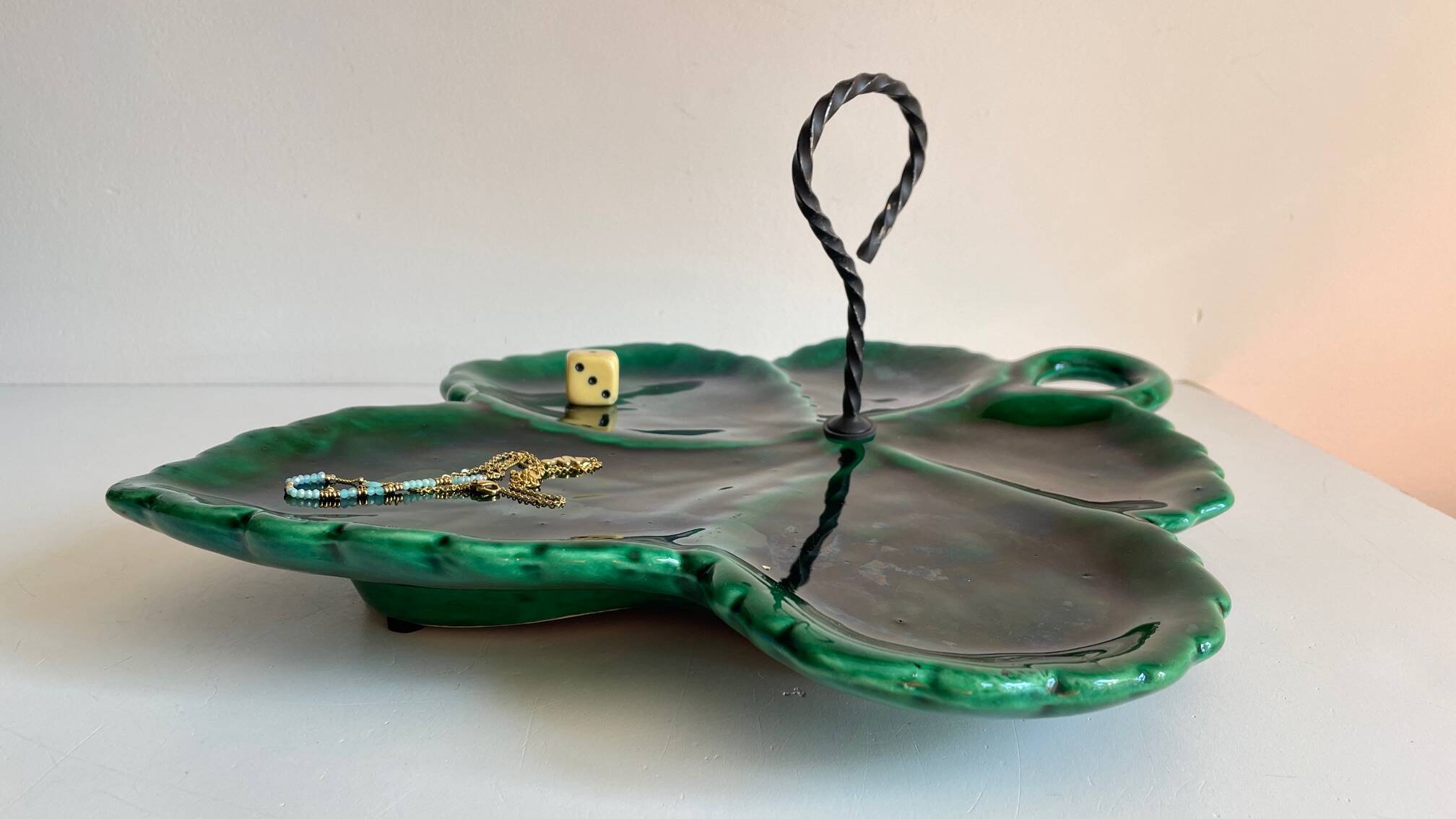 Vintage glazed ceramic slip dish