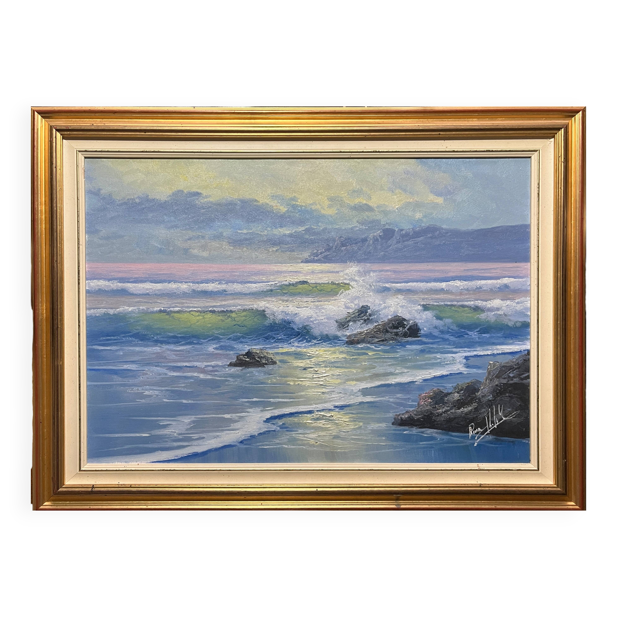 Tableau HST Marine "Wave Effect" by Roig with frame (+ certificate)