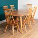 Retro Blonde Elm Model 444 Grand Plank Dining Table & 8 Goldsmith Dining Chairs