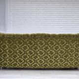 1960s, Danish 3-seater sofa, furniture velour, carved oak wood.