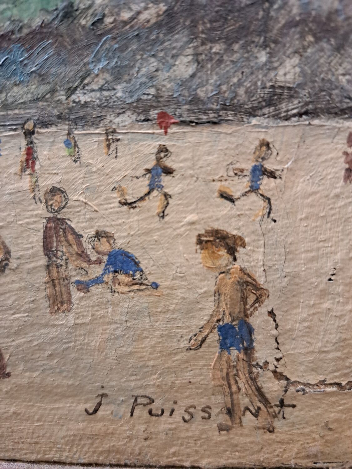 Old beach painting Perros Guirec 1952