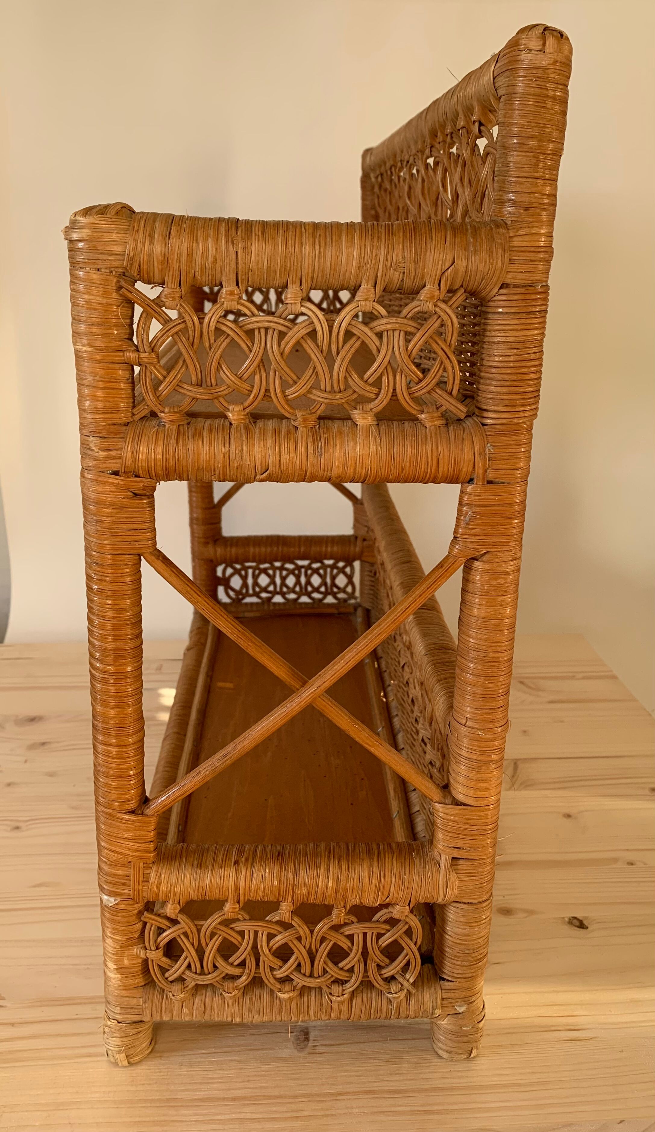 Antique rattan shelf