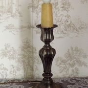 French vintage heavy silver metal table lamp with candle drip detail 4155