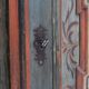 Rustic Weathered Farmhouse Folk Art Painted Bridal Cabinet from 1798