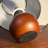 Small walnut wood ball lamp with velvet shade