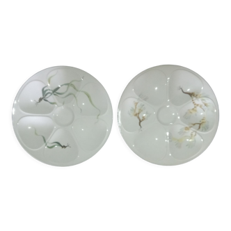 2 porcelain oyster plates