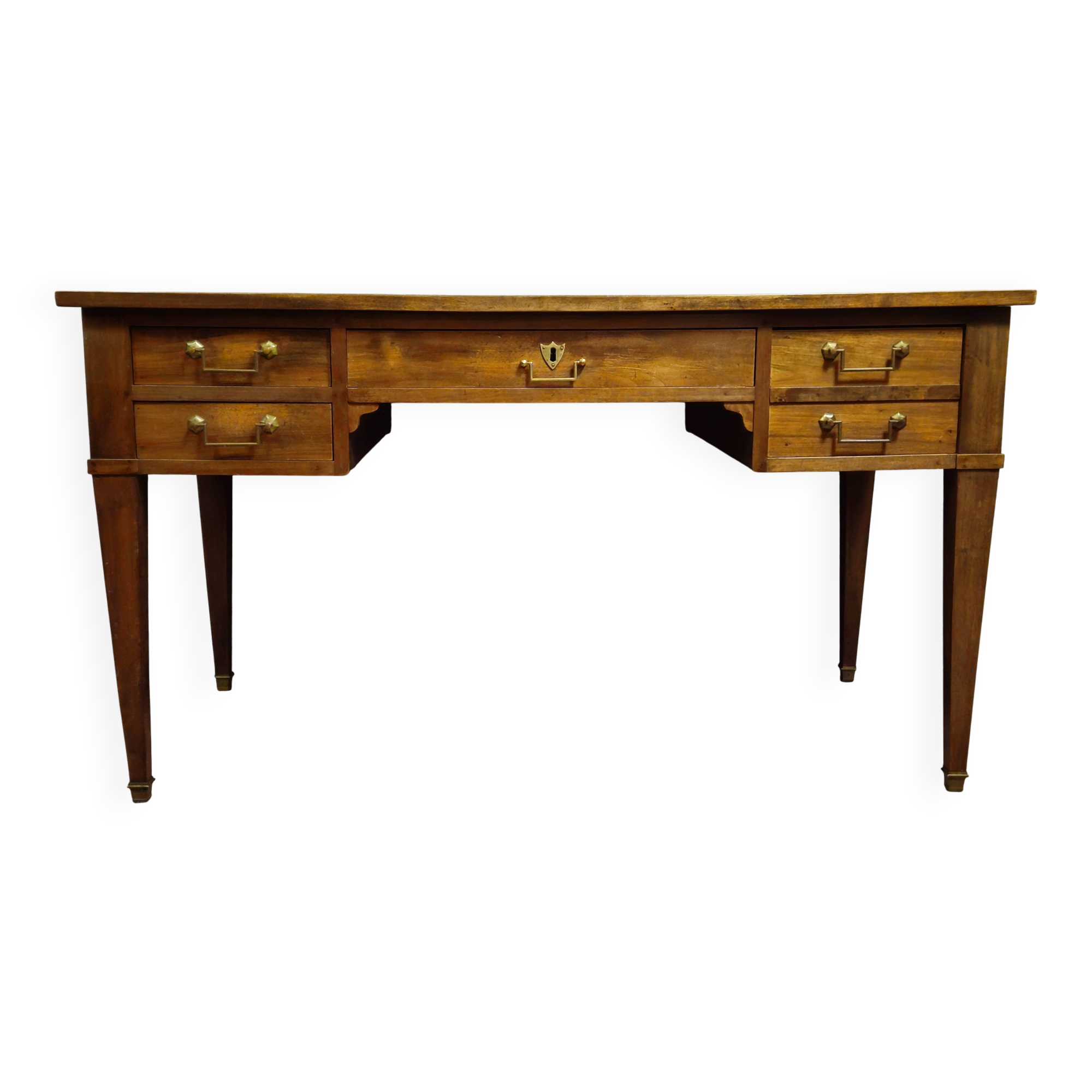 Flat desk from the Directoire period in walnut, 19th century work.