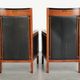 Set of 2 Art Deco design armchairs in black cowhide leather