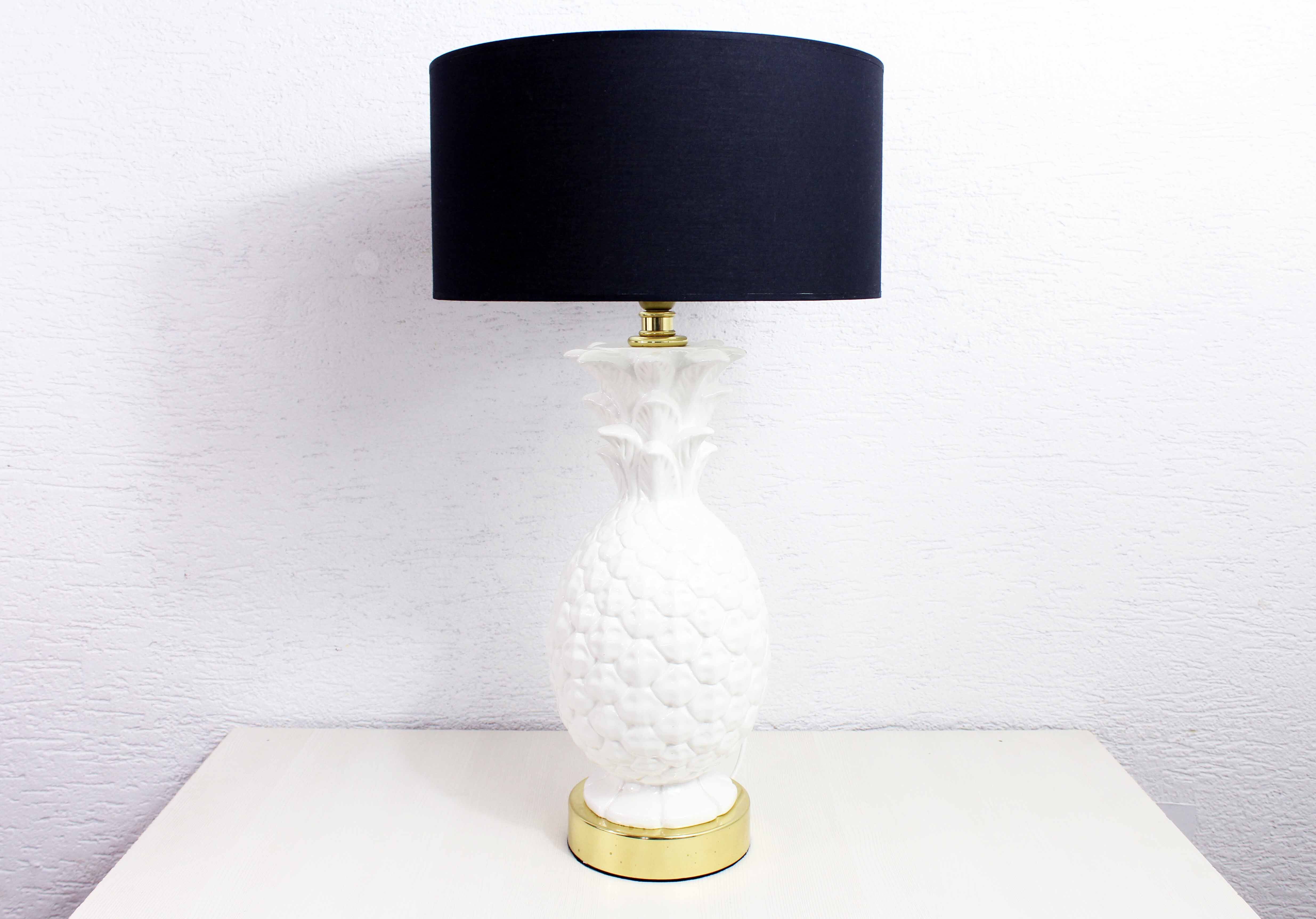 Table lamp ananas ceramic and brass 70s
