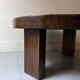round coffee table in solid elm wood, Maison Regain 1980