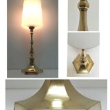 Lampe verre opalin laiton massif années 60