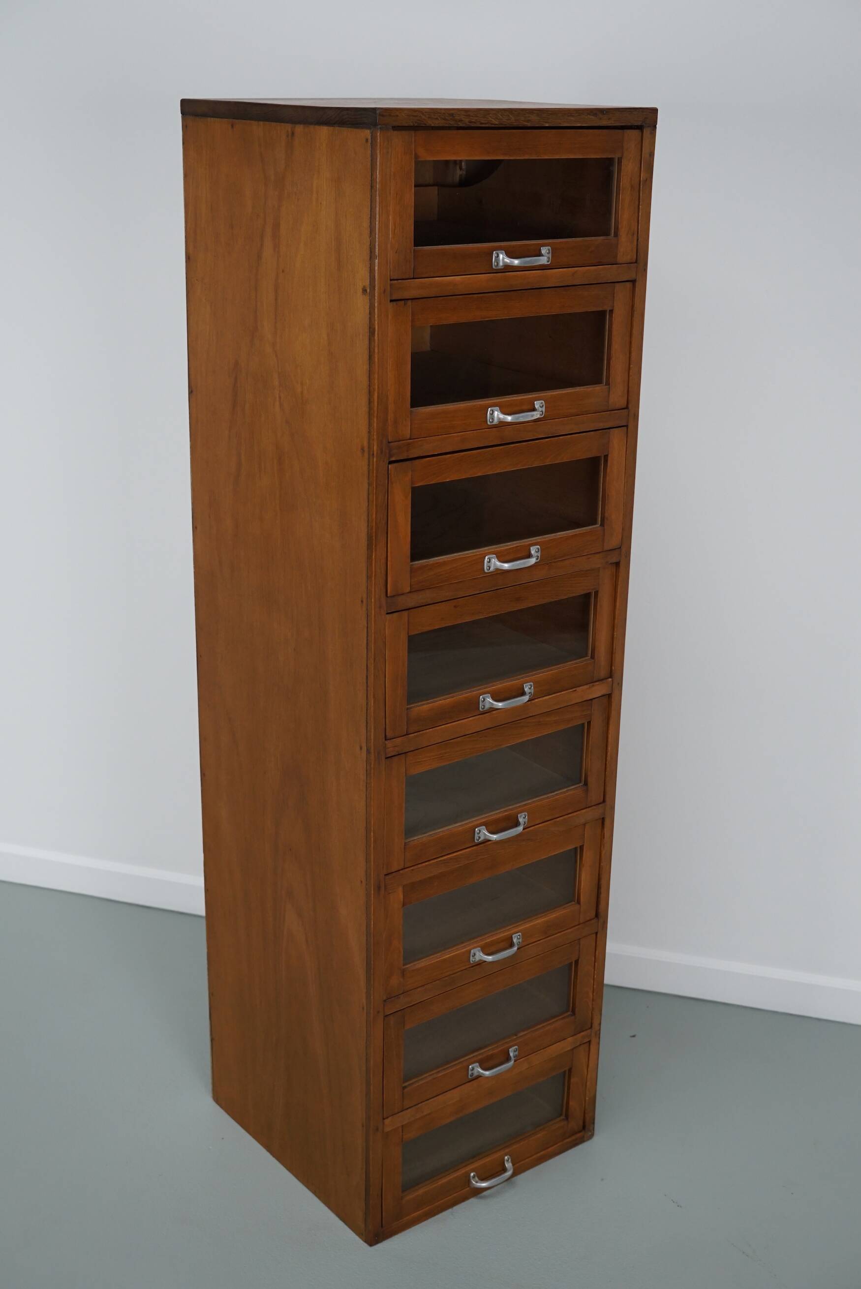 Vintage German Beech / Oak Haberdashery Shop Cabinet / Vitrine, 1950s