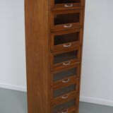 Vintage German Beech / Oak Haberdashery Shop Cabinet / Vitrine, 1950s