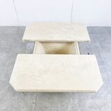 Table basse de bar cachée en travertin vintage, années 1970