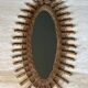 Oval Mirror in Rattan. Woven Willow and Bamboo. French Work from the Riviera.
