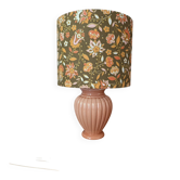 ceramic ribbed table lamp, floral lampshade in seventies style