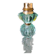Green crystal bedside lamp attributed to Jacques Adnet for Baccarat.