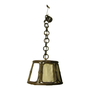 Suspension en rotin vintage