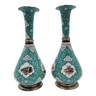 Pair of oriental-style enameled metal vases