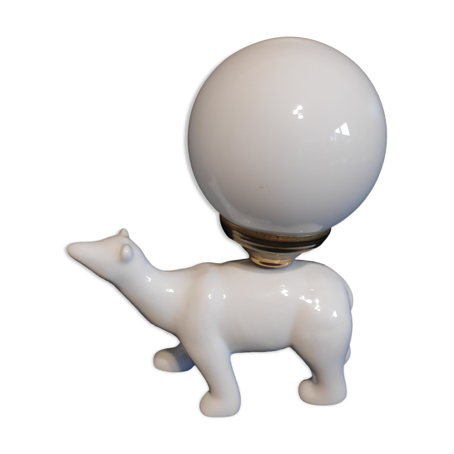 White ceramic bear lamp