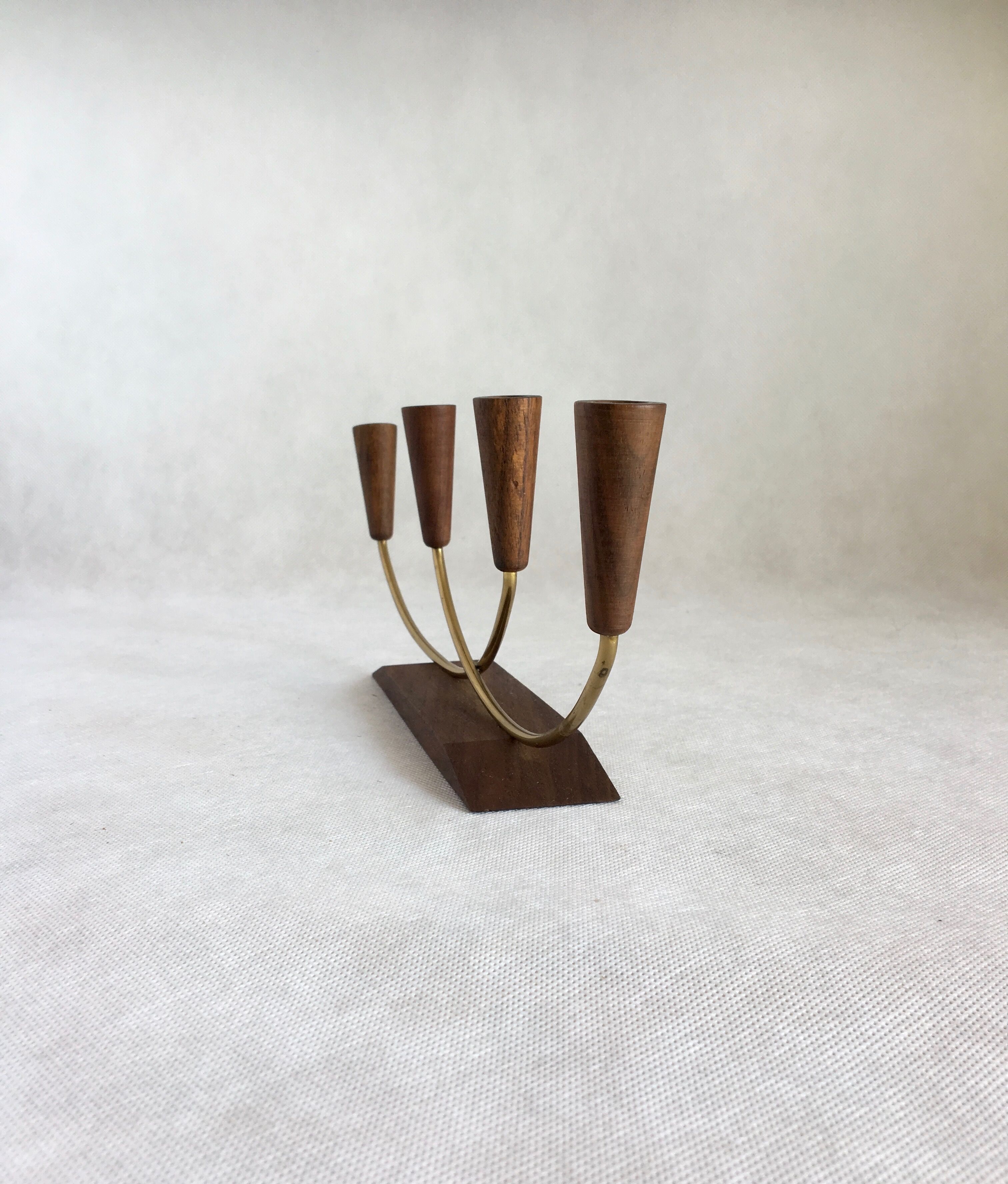 Teak and brass candlestick 1960s