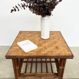 Square Coffee Table in Rattan & Bamboo – Removable Top