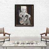 Brutalist Coffee Table by Pia Manu, Ceramic Top, Metal Base, Belgium