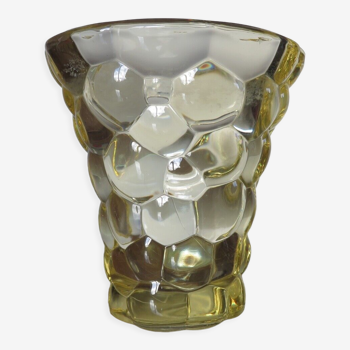 Vase Pierre D'Avesn modele " nid d'abeille " en verre jaune