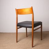 Series of 6 Danish chairs in Teak and Skai new, model 418 by Arne Vodder for Sibast 1960.