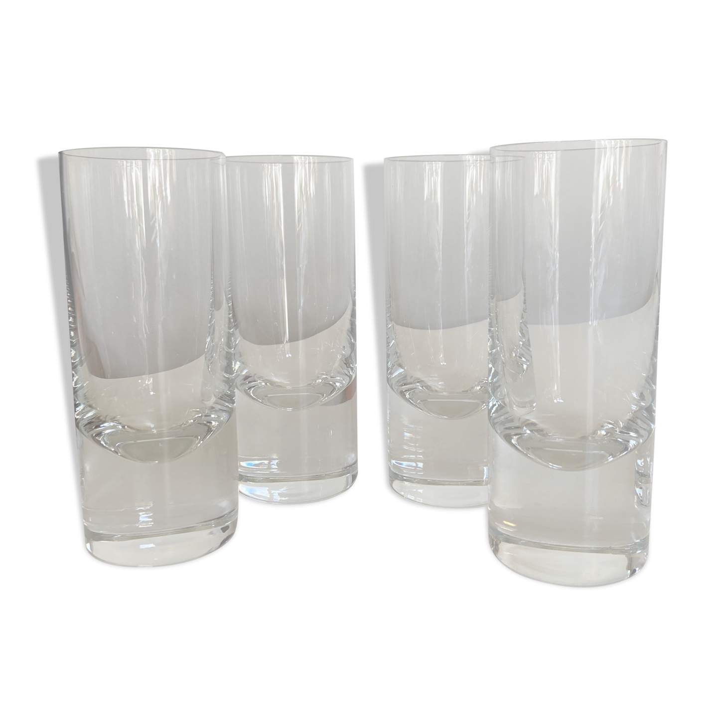 Set of 4 glass cups XL high ball 1970 in half crystal