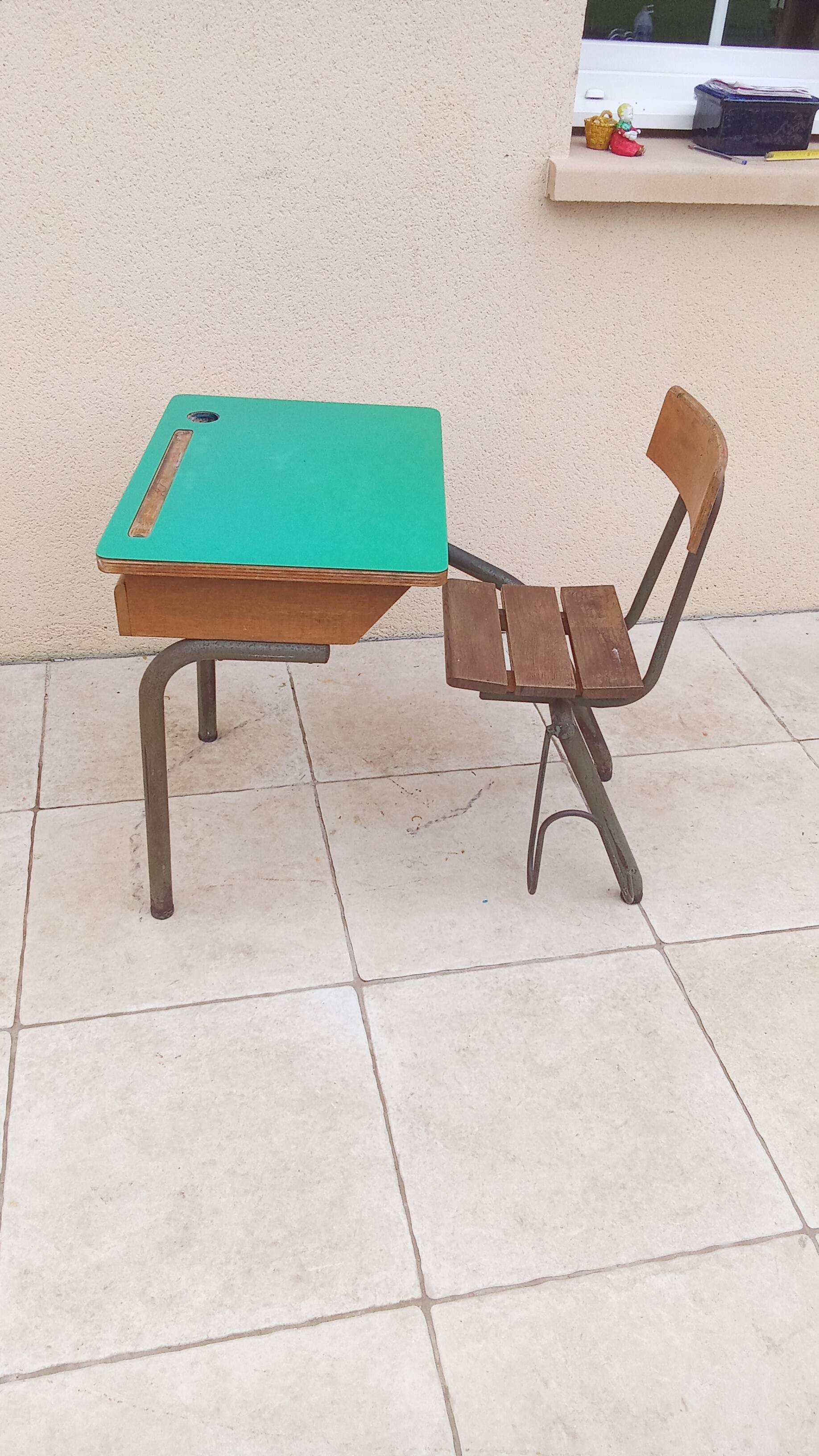 Old vintage children's school desk