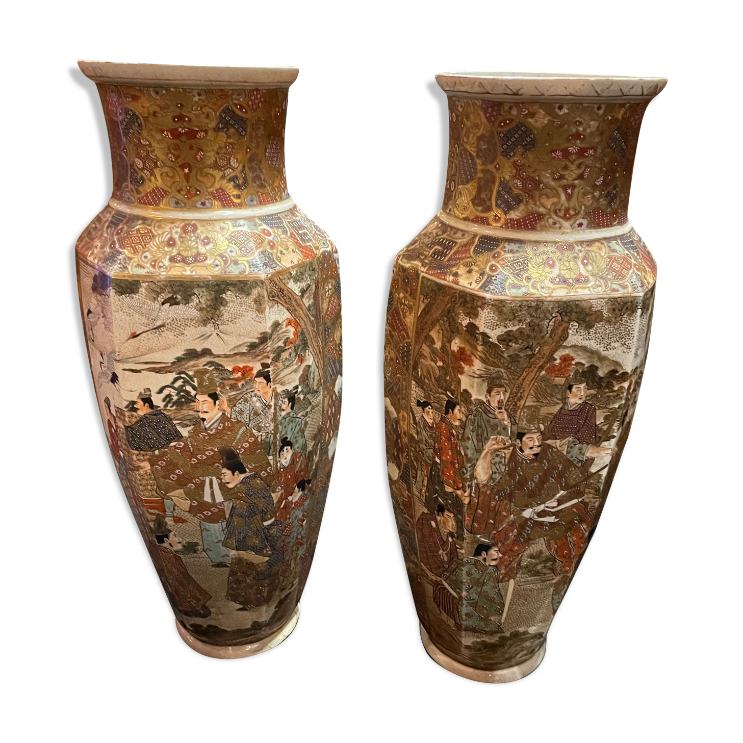 Paire de vases japonais Satsuma Selency