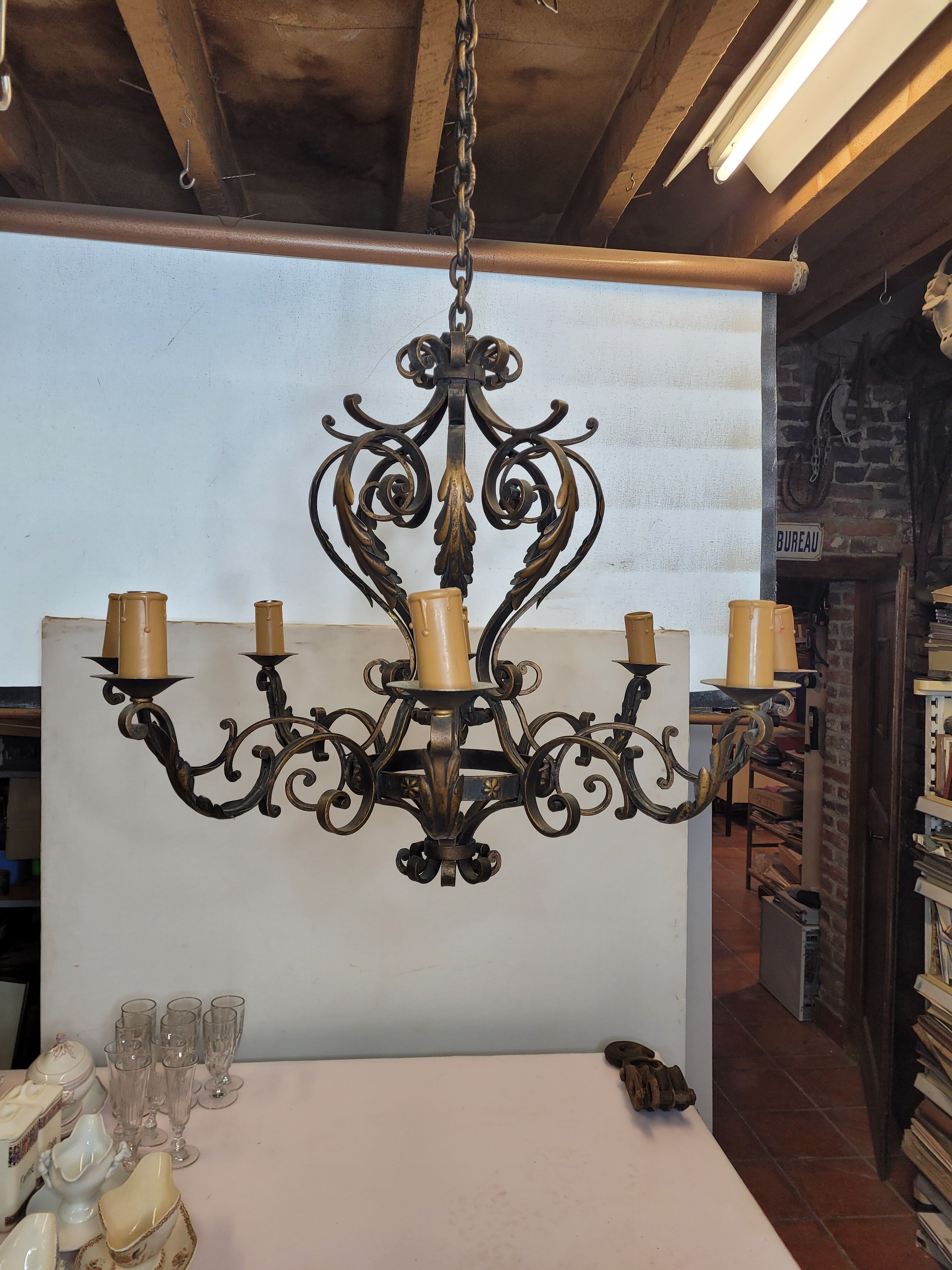 Lustre fer forgé ancien