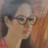 Watercolor on paper framed under glass signed N Trung Tin 61 X 53.5 cm
